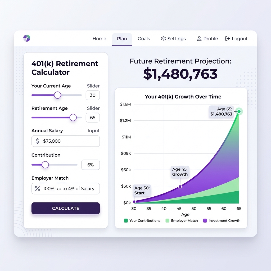 401(k) Calculator Interface