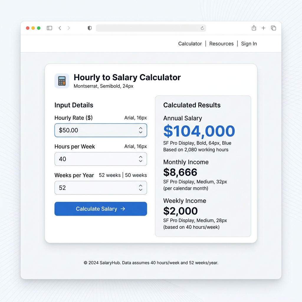 Hourly to Salary Calculator Interface