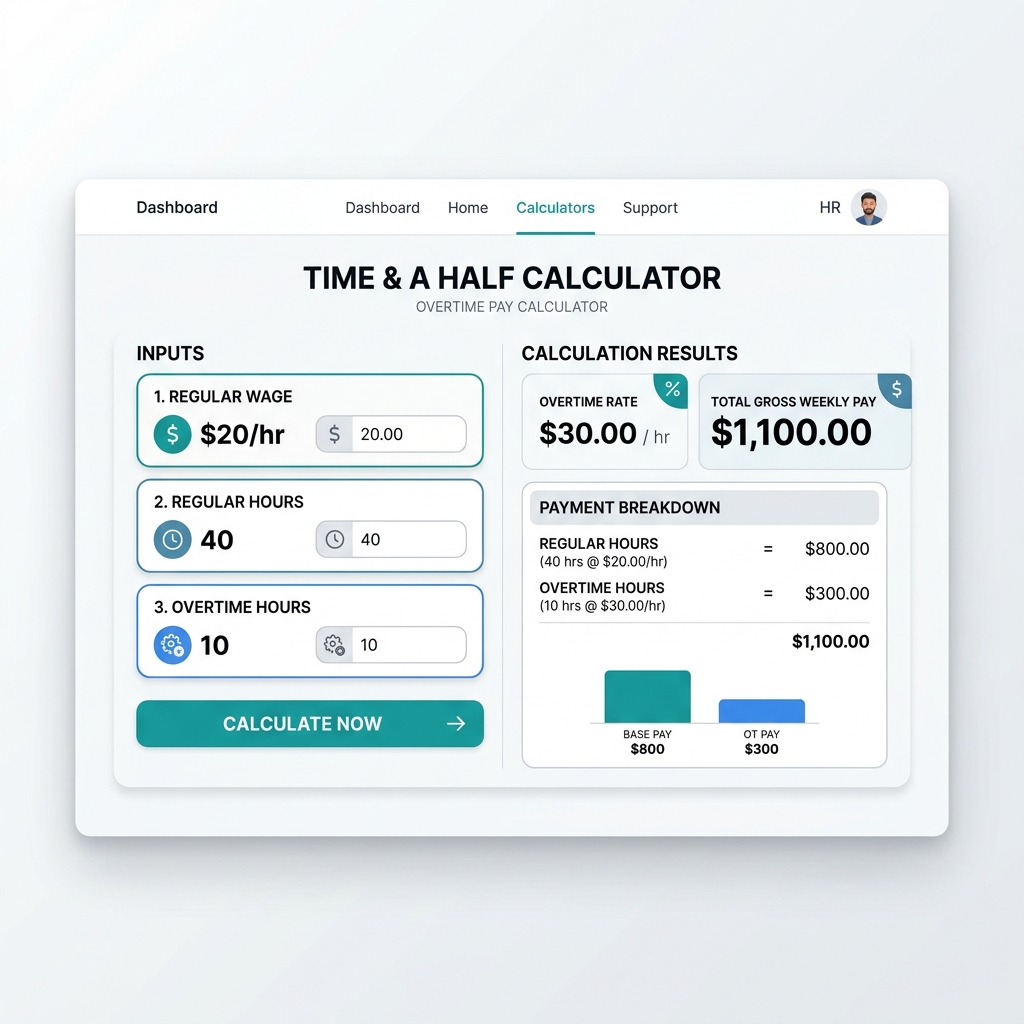 Time and a Half Calculator Interface